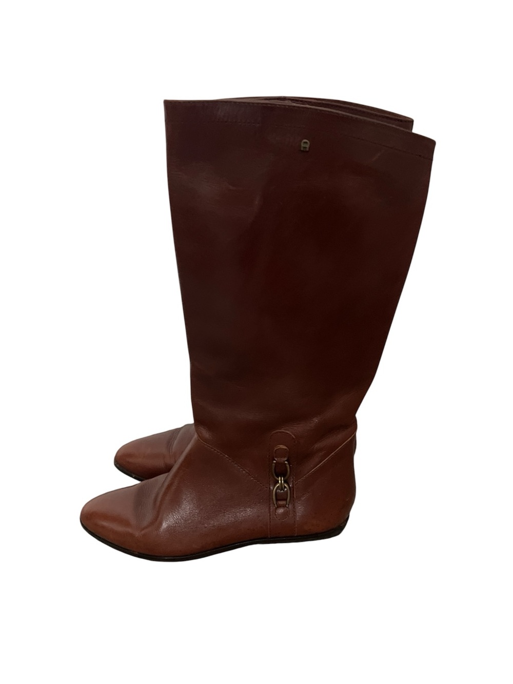 Etienne Aigner Amber Women's Rich Brown Leather Equestrian Riding Boots Size 8